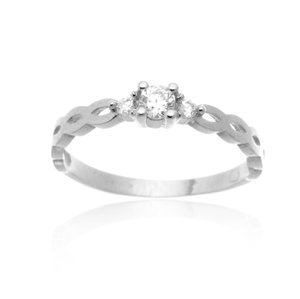 Dámský prsten z bílého zlata s čirými zirkony PR0535BF + DÁREK ZDARMA