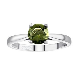 Stříbrný prsten Edera s pravým Vltavínem velikost obvod 57 mm