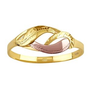 Zlatý prsten s ručním rytím Kaira ze žlutého a růžového zlata velikost obvod 60 mm