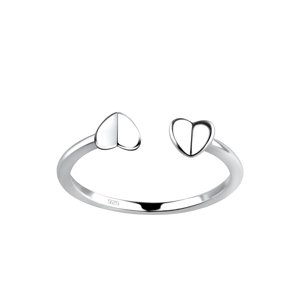 Stříbrný nastavitelný prsten Dvě srdce Velikost: 49