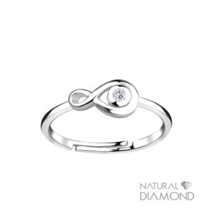 Stříbrný nastavitelný prsten s diamantem Nekonečno