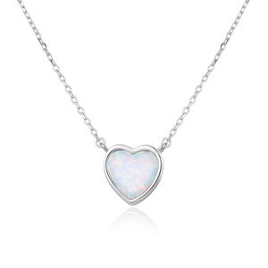 Beneto Romantický stříbrný náhrdelník se syntetickým opálem AGS817/45L