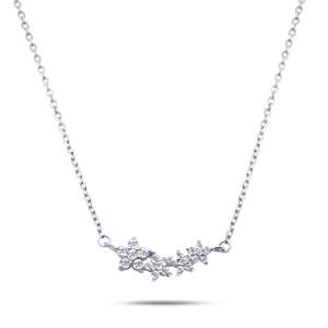 Brilio Silver Něžný stříbrný náhrdelník s květinkami NCL02W