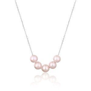 JwL Luxury Pearls Jemný stříbrný náhrdelník s růžovými říčními perlami JL0784