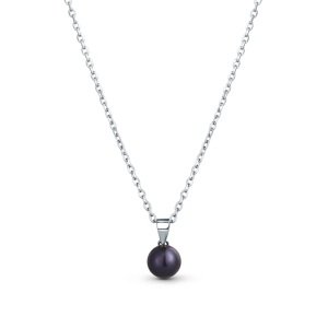 JwL Luxury Pearls Jemný stříbrný náhrdelník s pravou černou perlou JL0836 (řetízek, přívěsek)