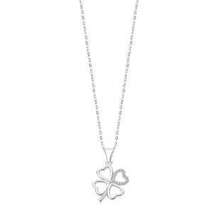 Lotus Silver Hravý stříbrný náhrdelník s čirými zirkony čtyřlístek LP3305-1/1