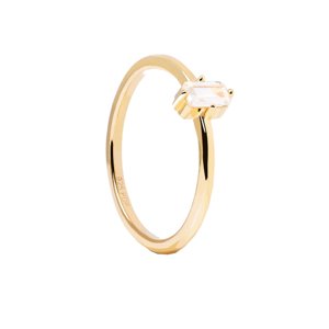PDPAOLA Elegantní pozlacený prsten s čirým zirkonem MIA Gold AN01-806 52 mm