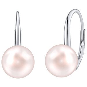 Silvego Stříbrné náušnice se světle růžovou perlou Swarovski® Crystals VSW015ELPS