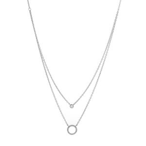 AGAIN Jewelry Dvojitý stříbrný náhrdelník se zirkony AJNA0009