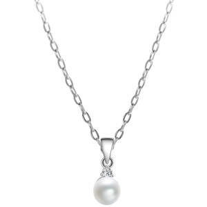 Beneto Stříbrný náhrdelník s pravou perlou AGS906/45 ( řetízek, přívěsek )