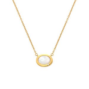 Hot Diamonds Elegantní pozlacený náhrdelník s perletí a diamantem Gemstones DN200