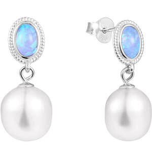 JwL Luxury Pearls Luxusní náušnice s pravou barokní perlou a opálem JL0583