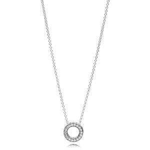 Pandora Stříbrný náhrdelník s třpytivým přívěskem 397436CZ-45 (řetízek, přívěsek)