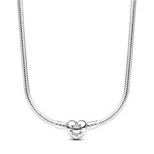 Pandora Stříbrný náhrdelník se srdíčkovým zapínáním Moments 393091C00-45