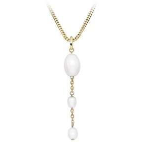 Silver Cat Něžný pozlacený náhrdelník s pravými perlami SC513 (řetízek, přívěsek)