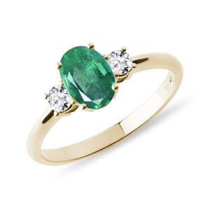 Zlatý smaragdový prsten s diamanty KLENOTA