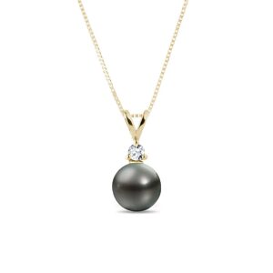Zlatý náhrdelník s tahitskou perlou a diamantem KLENOTA