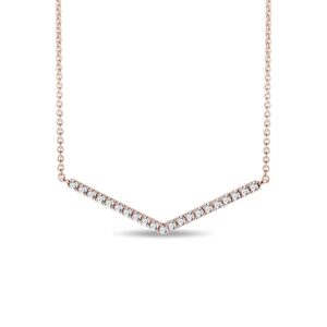 Diamantový náhrdelník s motivem "V" z růžového zlata KLENOTA