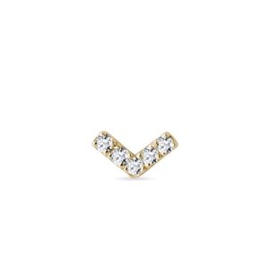 Single diamantová náušnice ve tvaru "V" ze zlata KLENOTA