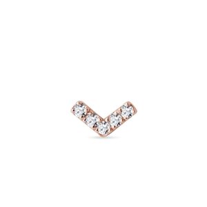 Single diamantová náušnice do "V" z růžového zlata KLENOTA