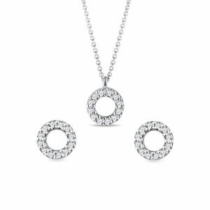 Set diamantových šperků s motivem kruhu v bílém zlatě KLENOTA