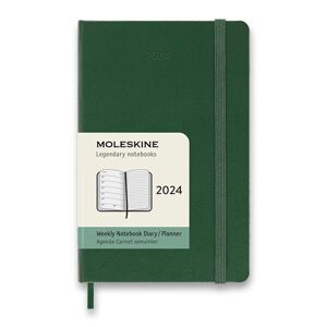 Diář Moleskine 2024 VÝBĚR BAREV - týdenní - tvrdé desky - L 1206/57230 - tm. zelený