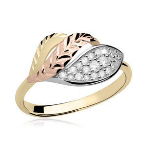 Zlatý dámský prsten DF 3108 ze žlutého zlata, s briliantem 47