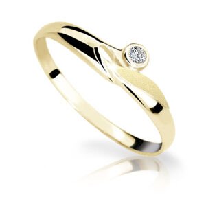 Zlatý prsten DF 1231 ze žlutého zlata, s briliantem 59