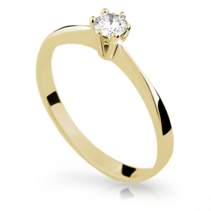 Zlatý zásnubní prsten DF 1877, žluté zlato, s briliantem 46