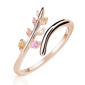 Zlatý dámský prsten DF 5061 z růžového zlata, barevné kameny 47