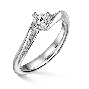 Freya Side Stones | Zásnubní prsten se středovým kamenem 0.400ct, bílé zlato, s diamanty 48
