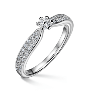 Florence Side Stones | Zásnubní prsten se středovým kamenem 0.145ct, bílé zlato, s diamanty 47
