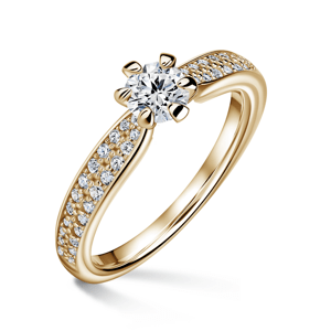 Florence Side Stones | Zásnubní prsten se středovým kamenem 0.400ct, žluté zlato, s diamanty 46