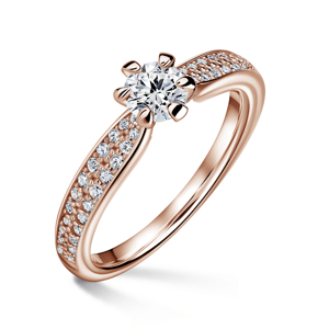 Florence Side Stones | Zásnubní prsten se středovým kamenem 0.400ct, růžové zlato, s diamanty 46