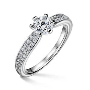Florence Side Stones | Zásnubní prsten se středovým kamenem 0.500ct, bílé zlato, s diamanty 49