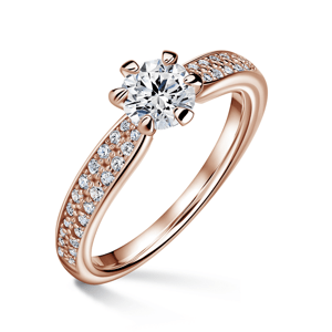 Florence Side Stones | Zásnubní prsten se středovým kamenem 0.500ct, růžové zlato, s diamanty 49