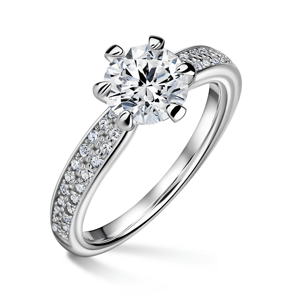 Florence Side Stones | Zásnubní prsten se středovým kamenem 1.000ct, bílé zlato, s diamanty 46