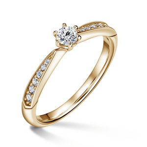 Minerva Side Stones | Zásnubní prsten se středovým kamenem 0.145ct, žluté zlato, s diamanty 48
