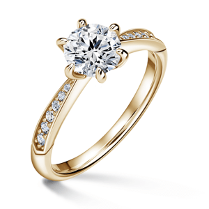 Minerva Side Stones | Zásnubní prsten se středovým kamenem 1.000ct, žluté zlato, s diamanty 50