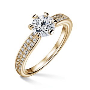 Florence Side Stones | Zásnubní prsten se středovým kamenem 0.900ct, žluté zlato, s diamanty 46