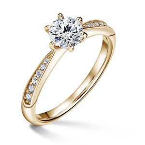 Minerva Side Stones | Zásnubní prsten se středovým kamenem 0.700ct, žluté zlato, s diamanty 46