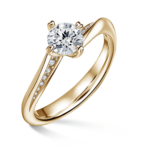 Freya Side Stones | Zásnubní prsten se středovým kamenem 0.900ct, žluté zlato, s diamanty 50