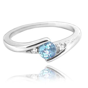 MINET Elegantní stříbrný prsten s modrým zirkonem vel. 53