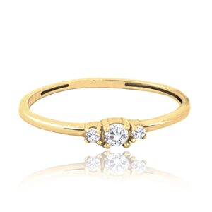 MINET Zlatý zásnubní prsten s bílými zirkony Au 585/1000 vel. 51 - 0,90g