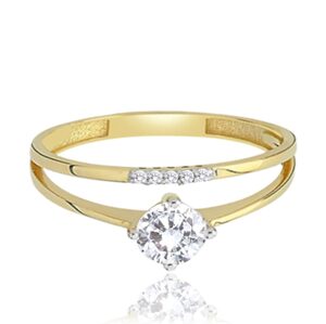 MINET Zlatý prsten s bílými zirkony Au 585/1000 vel. 51 - 1,60g