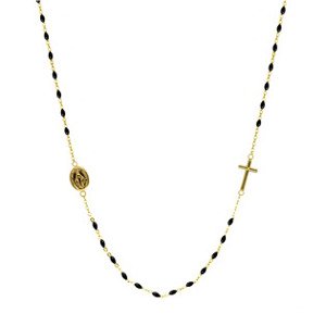 EVOLUTION GROUP CZ Zlatý 14 karátový náhrdelník růženec s křížem a medailonkem s Pannou Marií - RŽ02