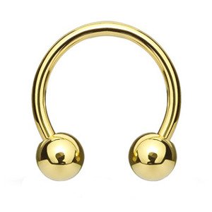 Šperky4U Piercing podkova, barva žluté zlato, rozměr 1,0 x 10 mm, kuličky 3 mm - PV1001GD-101033