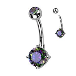 Šperky4U Piercing do pupíku s kulatým kamenem, Barva Vitrail Medium - WP0063-VM