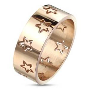 Šperky4U Ocelový prsten s hvězdami zlacený - velikost 55 - OPR1765-55