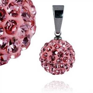 Šperky4U Ocelový přívěšek kulička 12 mm - růžové krystaly - PSW1011